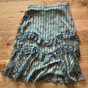 Eva Franco Floral Striped Midi Skirt - Blue and Pink Anthropologie